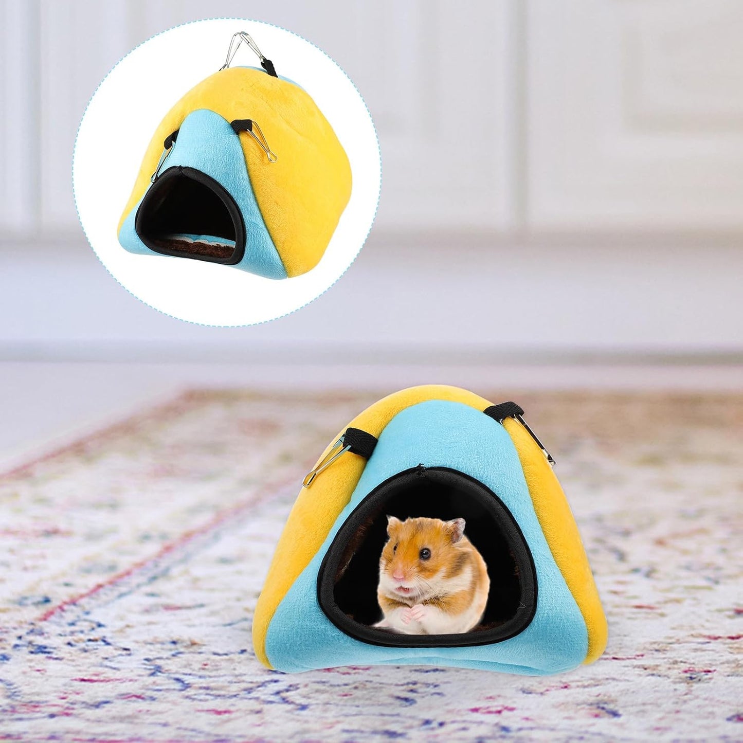 Hamster Warm Nest Cave Pet House Winter Sleeping Bed Small Animal Cozy Hideout Yellow Suitable for Hamsters Guinea Pigs Chinchillas