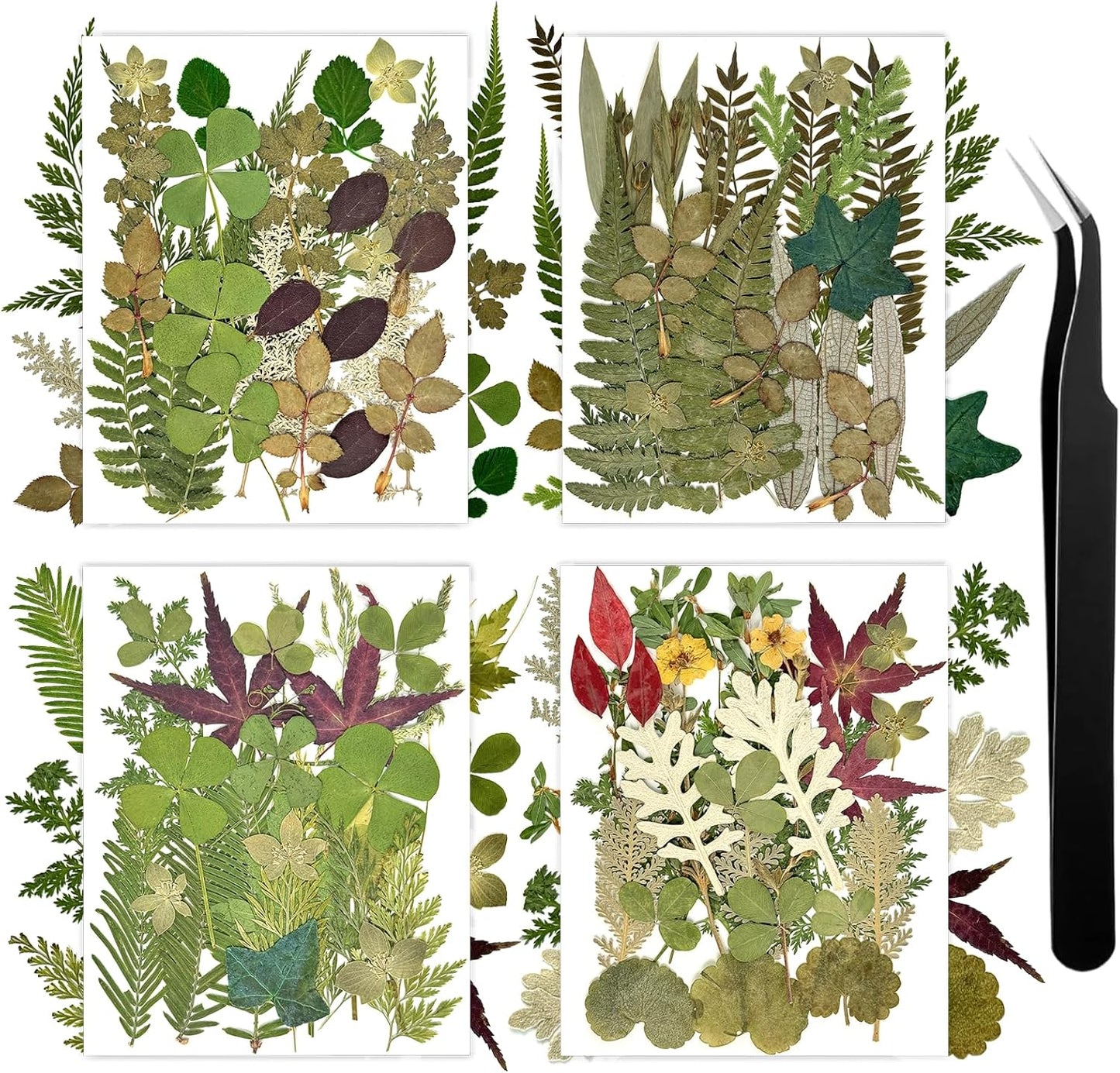 110+ Pcs Dried Flowers Leaves for Crafts, Real Pressed Flowers Dry Leaves for Resin Scrapbooking DIY Art Crafts Epoxy Resin Jewelry Mold Candle Soap Making Nails Décor