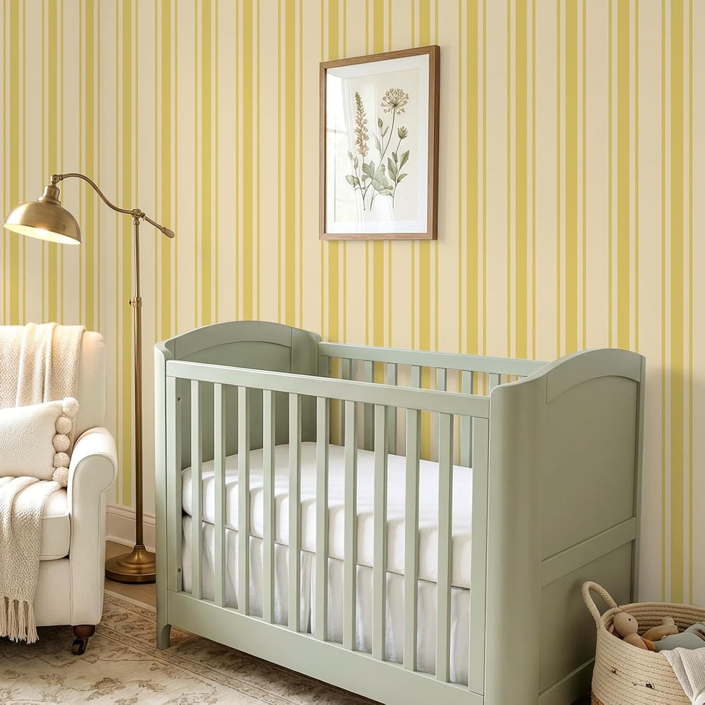 Lemon Yellow Stripe Wallpaper Peel and Stick Modern Stripes Contact Paper for Walls Shelves Room Decor 17.7''x354'' Self Adhesive Removable Striped Geometric Wall Paper for Bedroom Bathroom