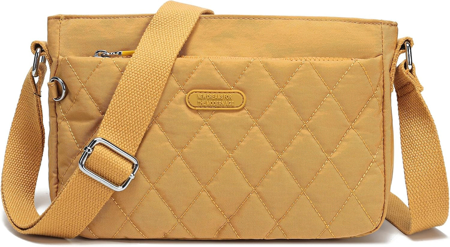 Lightweight Nylon Crossbody Bag for Women Small Quilted Shoulder Purse | with Multiple Pockets Adjustable for Everyday Use