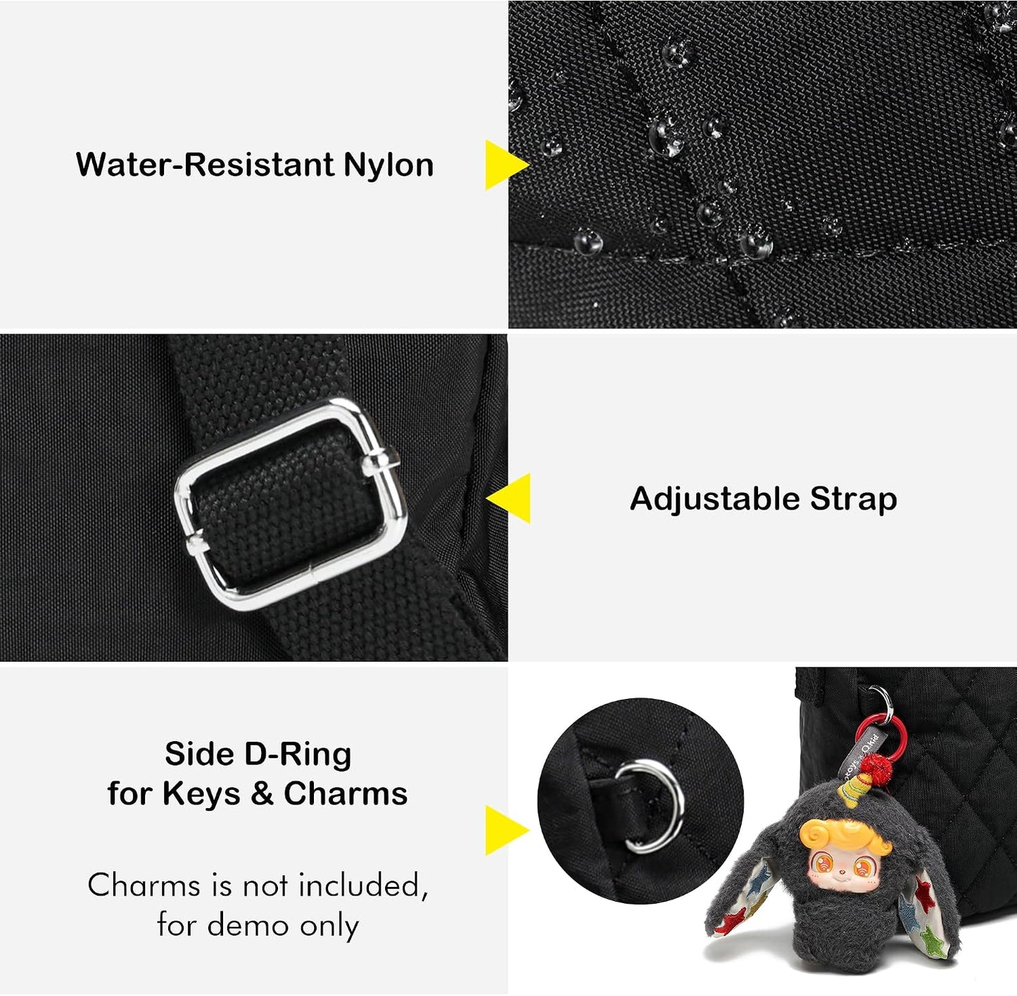 Lightweight Nylon Crossbody Bag for Women Small Quilted Shoulder Purse | with Multiple Pockets Adjustable for Everyday Use
