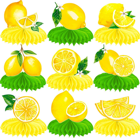 12pcs Lemon Honeycomb Table Centerpieces Lemonade Theme Party Decorations for Summer Fruit Birthday Bridal Shower Baby Shower Wedding Party Supplies