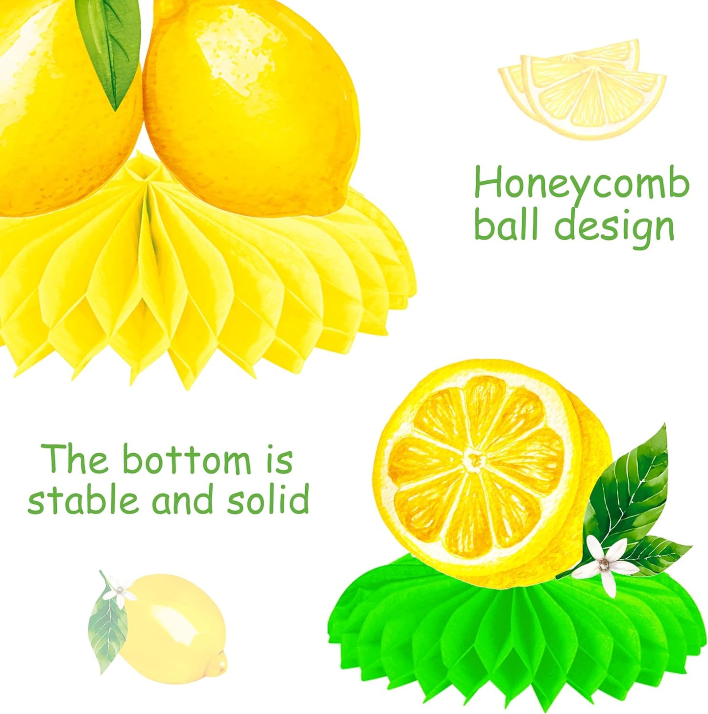 12pcs Lemon Honeycomb Table Centerpieces Lemonade Theme Party Decorations for Summer Fruit Birthday Bridal Shower Baby Shower Wedding Party Supplies