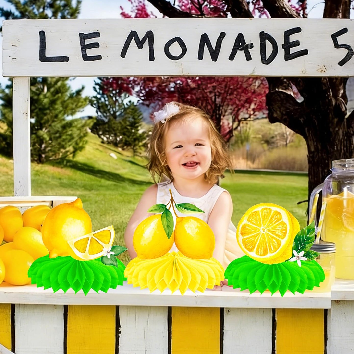 12pcs Lemon Honeycomb Table Centerpieces Lemonade Theme Party Decorations for Summer Fruit Birthday Bridal Shower Baby Shower Wedding Party Supplies