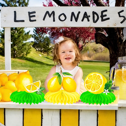 12pcs Lemon Honeycomb Table Centerpieces Lemonade Theme Party Decorations for Summer Fruit Birthday Bridal Shower Baby Shower Wedding Party Supplies