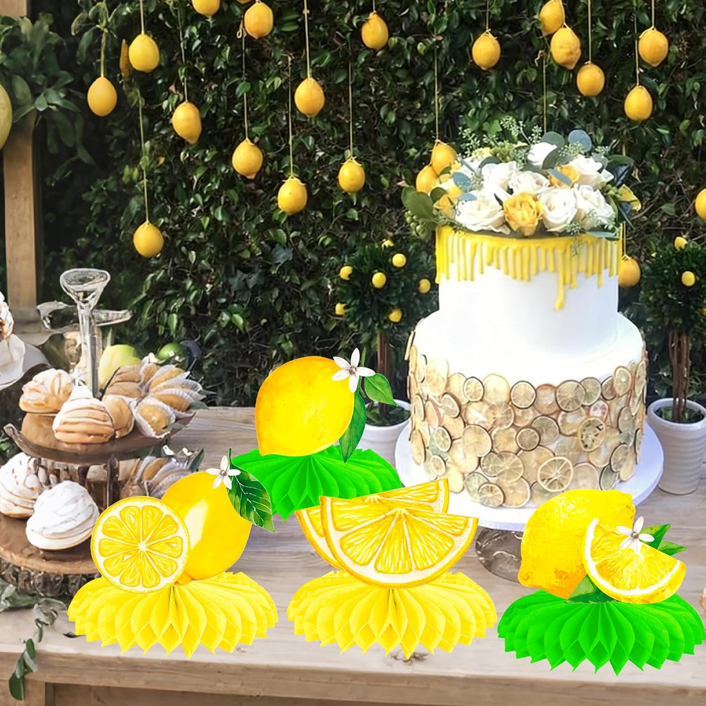 12pcs Lemon Honeycomb Table Centerpieces Lemonade Theme Party Decorations for Summer Fruit Birthday Bridal Shower Baby Shower Wedding Party Supplies