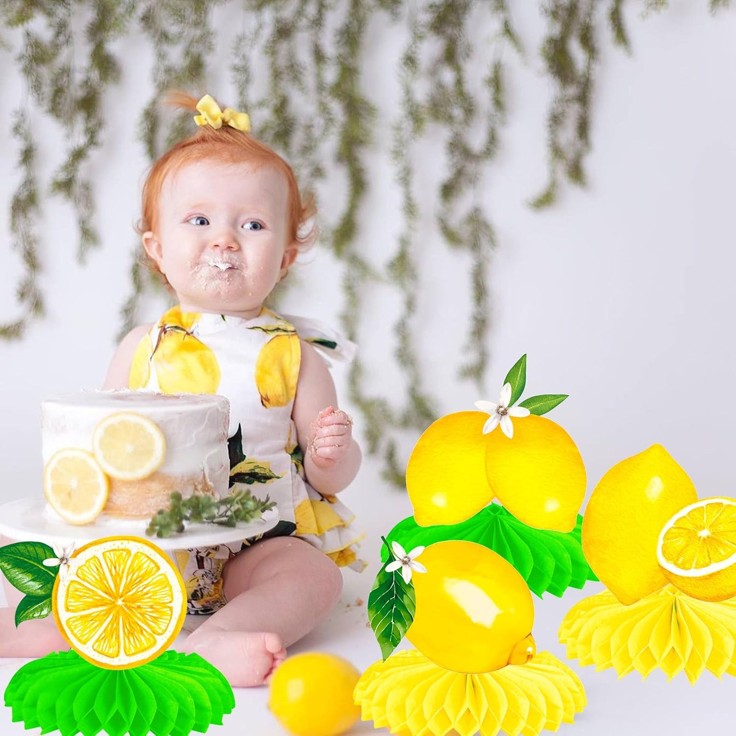 12pcs Lemon Honeycomb Table Centerpieces Lemonade Theme Party Decorations for Summer Fruit Birthday Bridal Shower Baby Shower Wedding Party Supplies