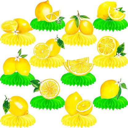 12pcs Lemon Honeycomb Table Centerpieces Lemonade Theme Party Decorations for Summer Fruit Birthday Bridal Shower Baby Shower Wedding Party Supplies