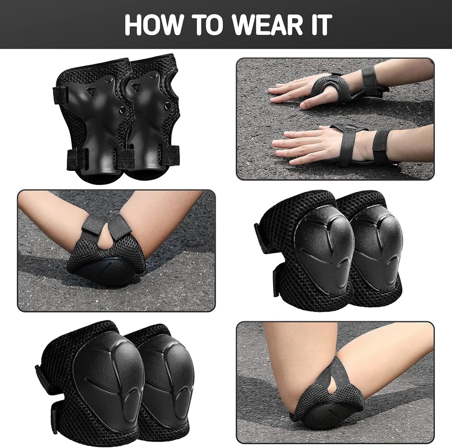 Kids Bike Helmet and Pads Set - Helmet with Knee Pads Elbow Pads Wrist Guards, CPSC Certified Adjustable Protective Gear for Girls Boys, for Bicycle Skate Scooter Skateboarding