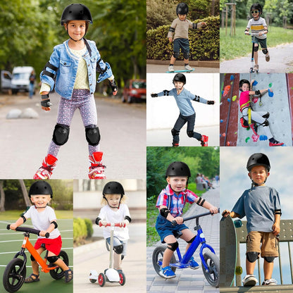 Kids Bike Helmet and Pads Set - Helmet with Knee Pads Elbow Pads Wrist Guards, CPSC Certified Adjustable Protective Gear for Girls Boys, for Bicycle Skate Scooter Skateboarding