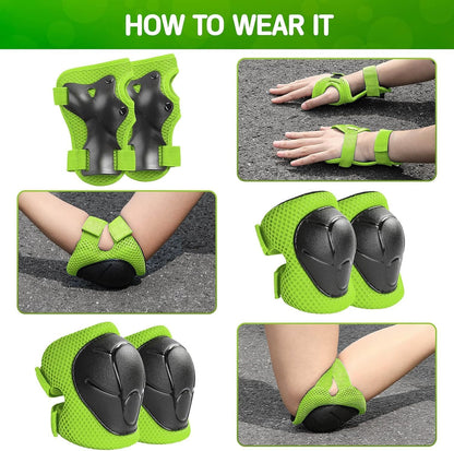 Kids Bike Helmet and Pads Set - Helmet with Knee Pads Elbow Pads Wrist Guards, CPSC Certified Adjustable Protective Gear for Girls Boys, for Bicycle Skate Scooter Skateboarding