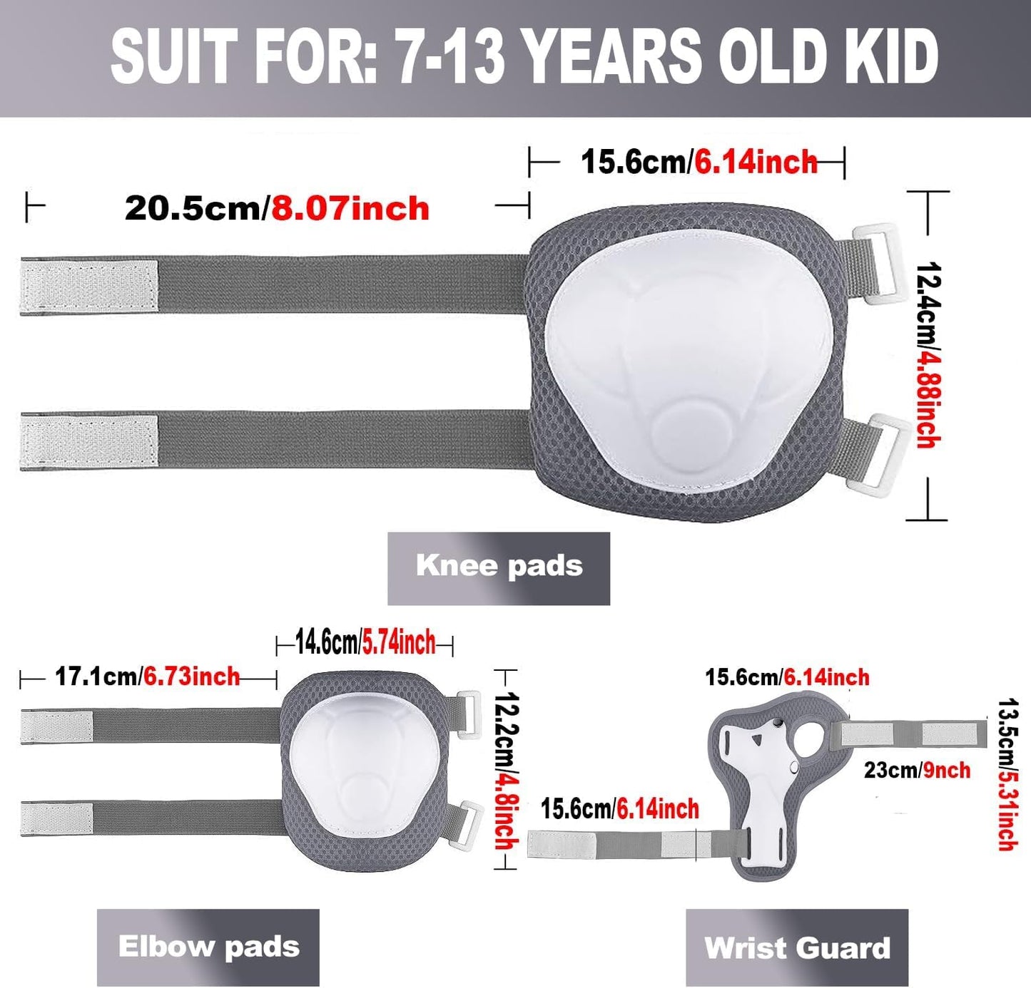 Kids Bike Helmet and Pads Set - Helmet with Knee Pads Elbow Pads Wrist Guards, CPSC Certified Adjustable Protective Gear for Girls Boys, for Bicycle Skate Scooter Skateboarding
