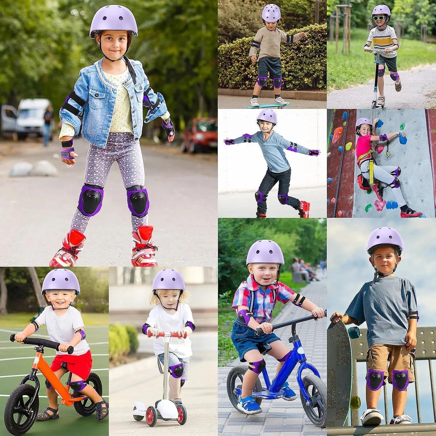 Kids Bike Helmet and Pads Set - Helmet with Knee Pads Elbow Pads Wrist Guards, CPSC Certified Adjustable Protective Gear for Girls Boys, for Bicycle Skate Scooter Skateboarding