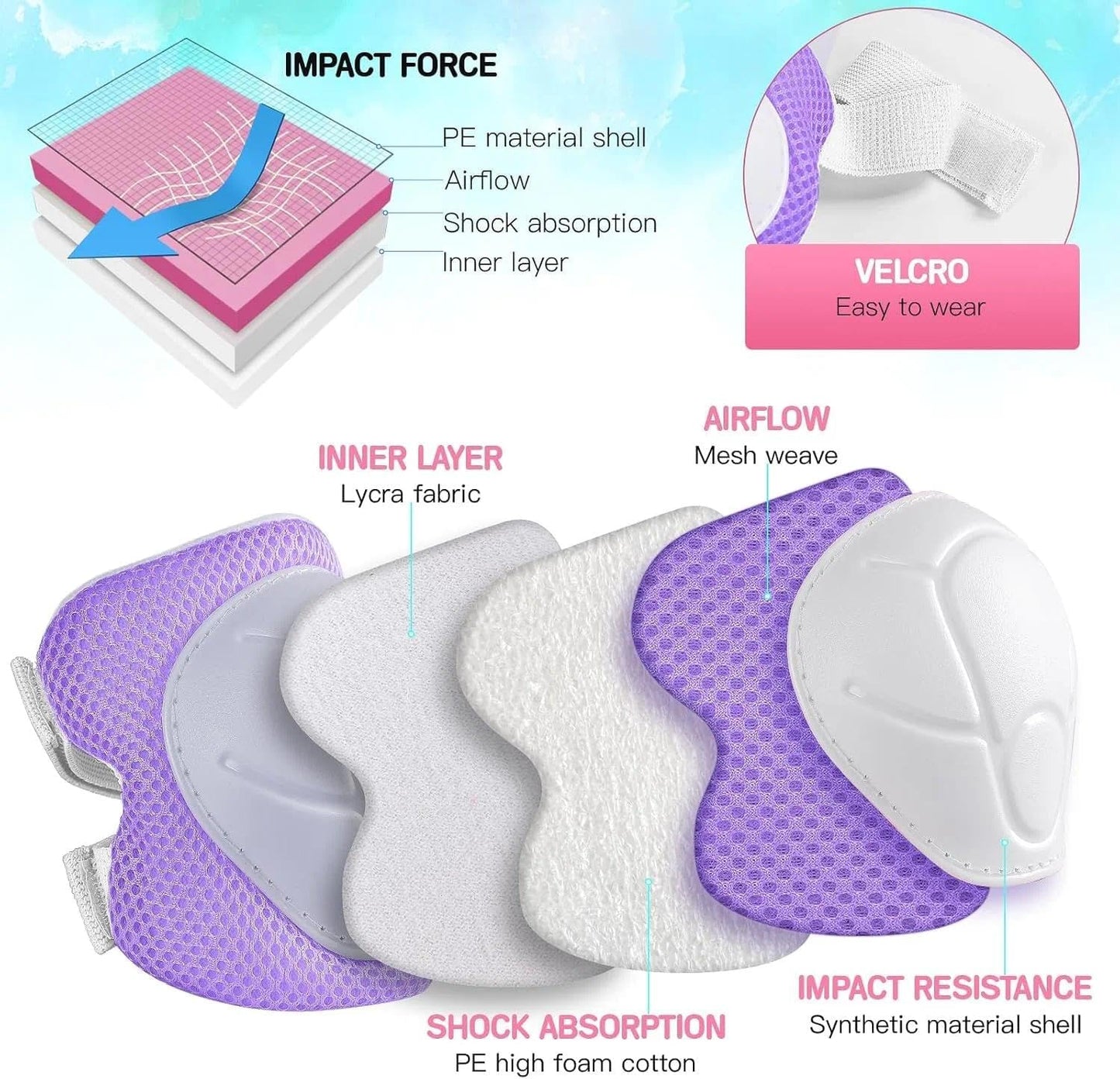 Kids Bike Helmet and Pads Set - Helmet with Knee Pads Elbow Pads Wrist Guards, CPSC Certified Adjustable Protective Gear for Girls Boys, for Bicycle Skate Scooter Skateboarding