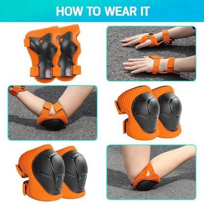 Kids Bike Helmet and Pads Set - Helmet with Knee Pads Elbow Pads Wrist Guards, CPSC Certified Adjustable Protective Gear for Girls Boys, for Bicycle Skate Scooter Skateboarding