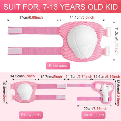 Kids Bike Helmet and Pads Set - Helmet with Knee Pads Elbow Pads Wrist Guards, CPSC Certified Adjustable Protective Gear for Girls Boys, for Bicycle Skate Scooter Skateboarding