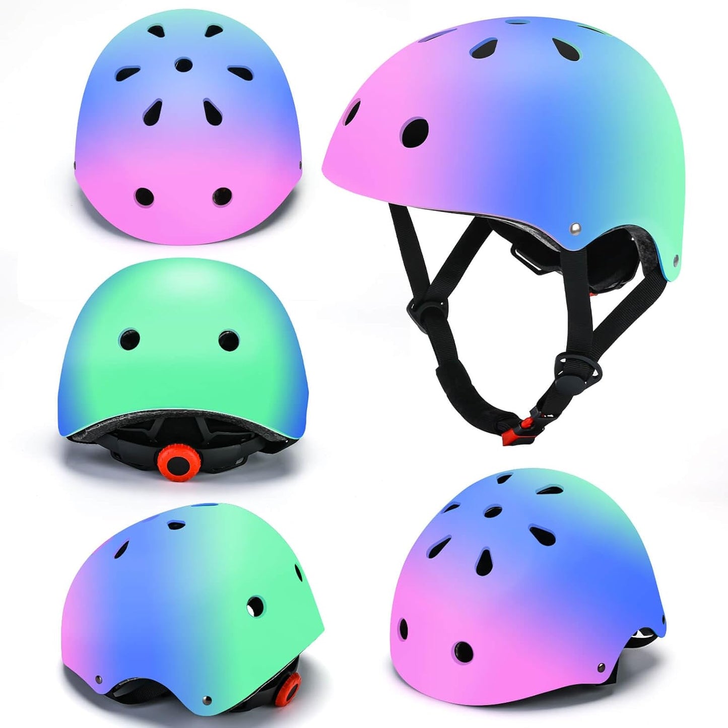 Kids Bike Helmet and Pads Set - Helmet with Knee Pads Elbow Pads Wrist Guards, CPSC Certified Adjustable Protective Gear for Girls Boys, for Bicycle Skate Scooter Skateboarding