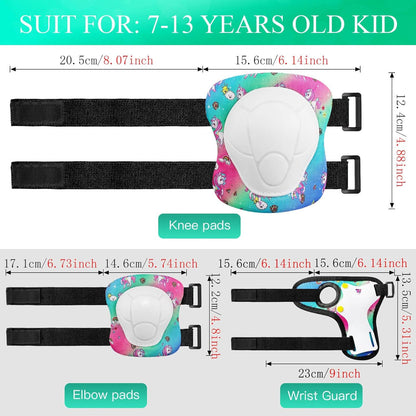 Kids Bike Helmet and Pads Set - Helmet with Knee Pads Elbow Pads Wrist Guards, CPSC Certified Adjustable Protective Gear for Girls Boys, for Bicycle Skate Scooter Skateboarding