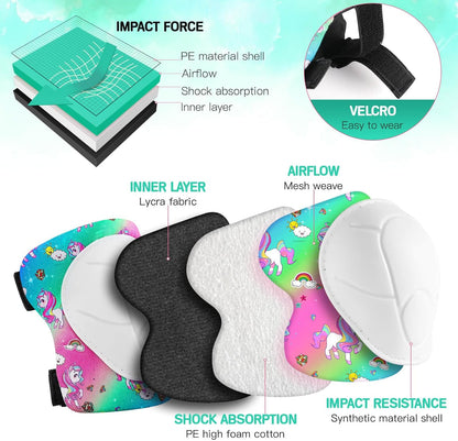 Kids Bike Helmet and Pads Set - Helmet with Knee Pads Elbow Pads Wrist Guards, CPSC Certified Adjustable Protective Gear for Girls Boys, for Bicycle Skate Scooter Skateboarding