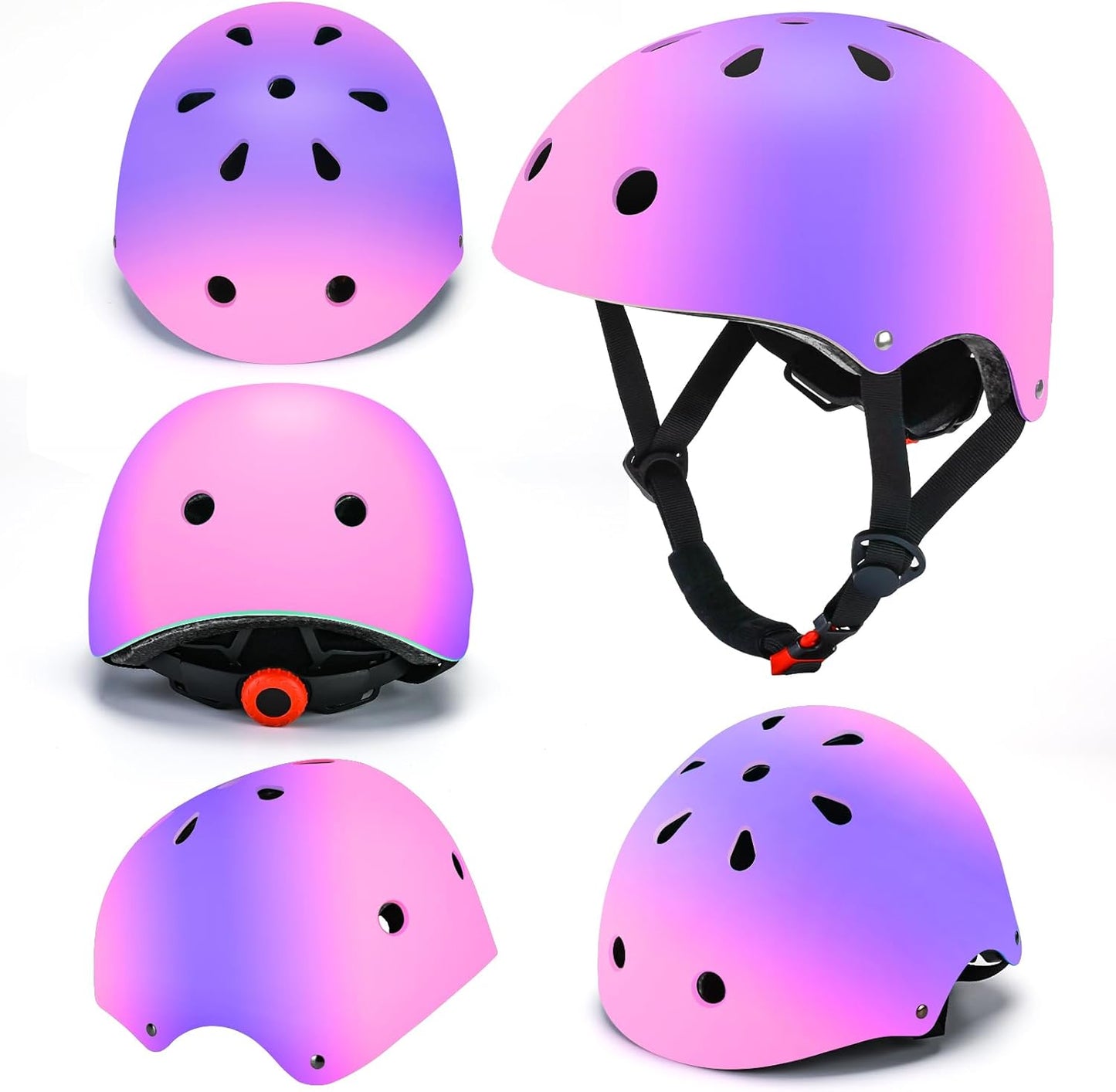 Kids Bike Helmet and Pads Set - Helmet with Knee Pads Elbow Pads Wrist Guards, CPSC Certified Adjustable Protective Gear for Girls Boys, for Bicycle Skate Scooter Skateboarding
