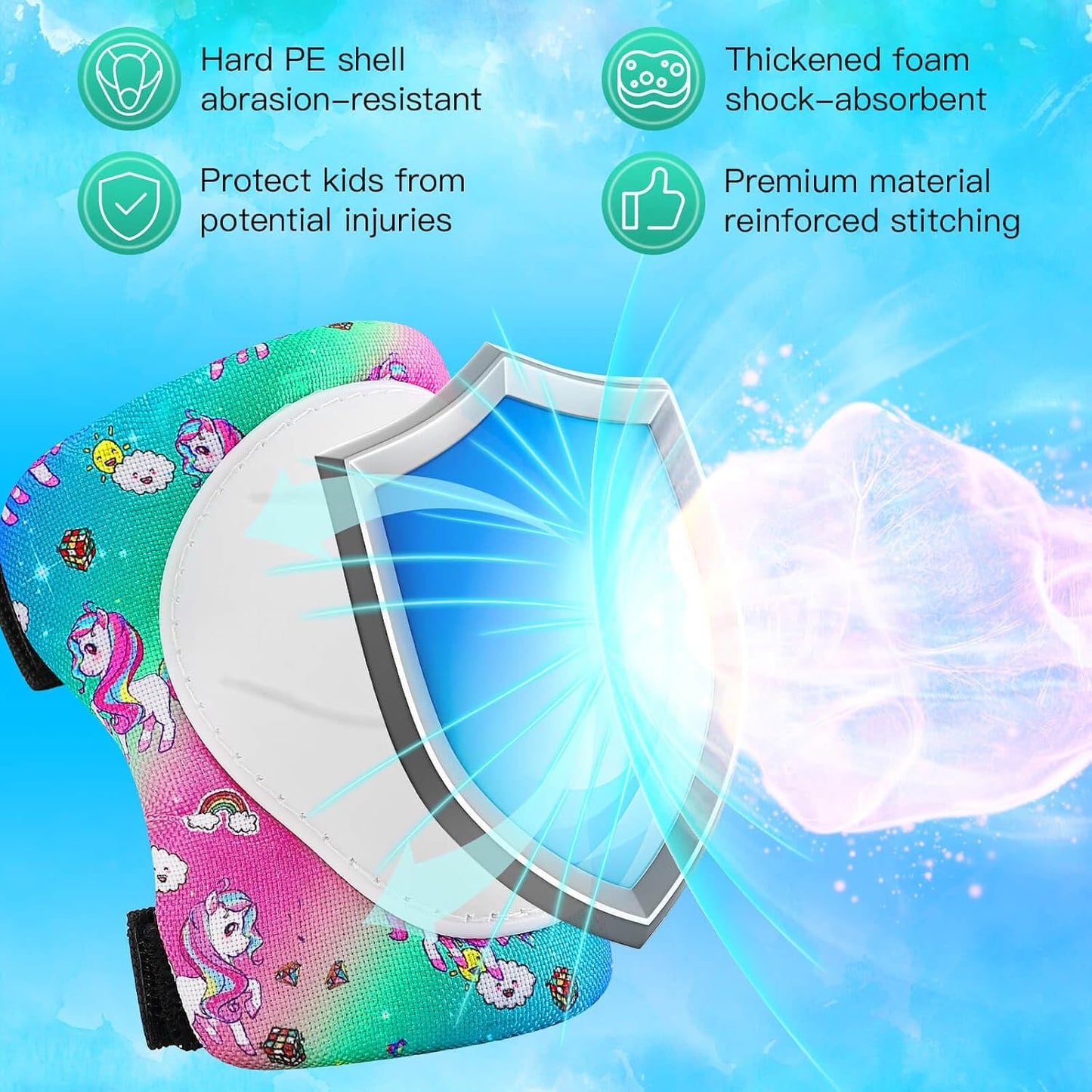 Kids Bike Helmet and Pads Set - Helmet with Knee Pads Elbow Pads Wrist Guards, CPSC Certified Adjustable Protective Gear for Girls Boys, for Bicycle Skate Scooter Skateboarding