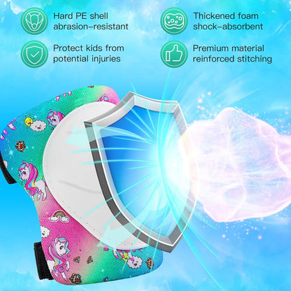 Kids Bike Helmet and Pads Set - Helmet with Knee Pads Elbow Pads Wrist Guards, CPSC Certified Adjustable Protective Gear for Girls Boys, for Bicycle Skate Scooter Skateboarding