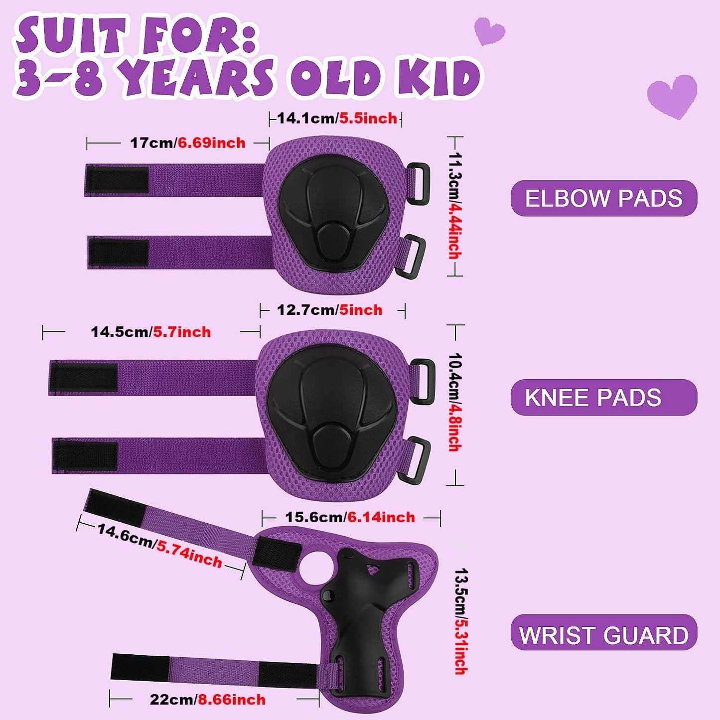 Kids Bike Helmet and Pads Set - Helmet with Knee Pads Elbow Pads Wrist Guards, CPSC Certified Adjustable Protective Gear for Girls Boys, for Bicycle Skate Scooter Skateboarding