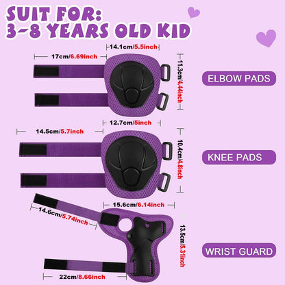 Kids Bike Helmet and Pads Set - Helmet with Knee Pads Elbow Pads Wrist Guards, CPSC Certified Adjustable Protective Gear for Girls Boys, for Bicycle Skate Scooter Skateboarding