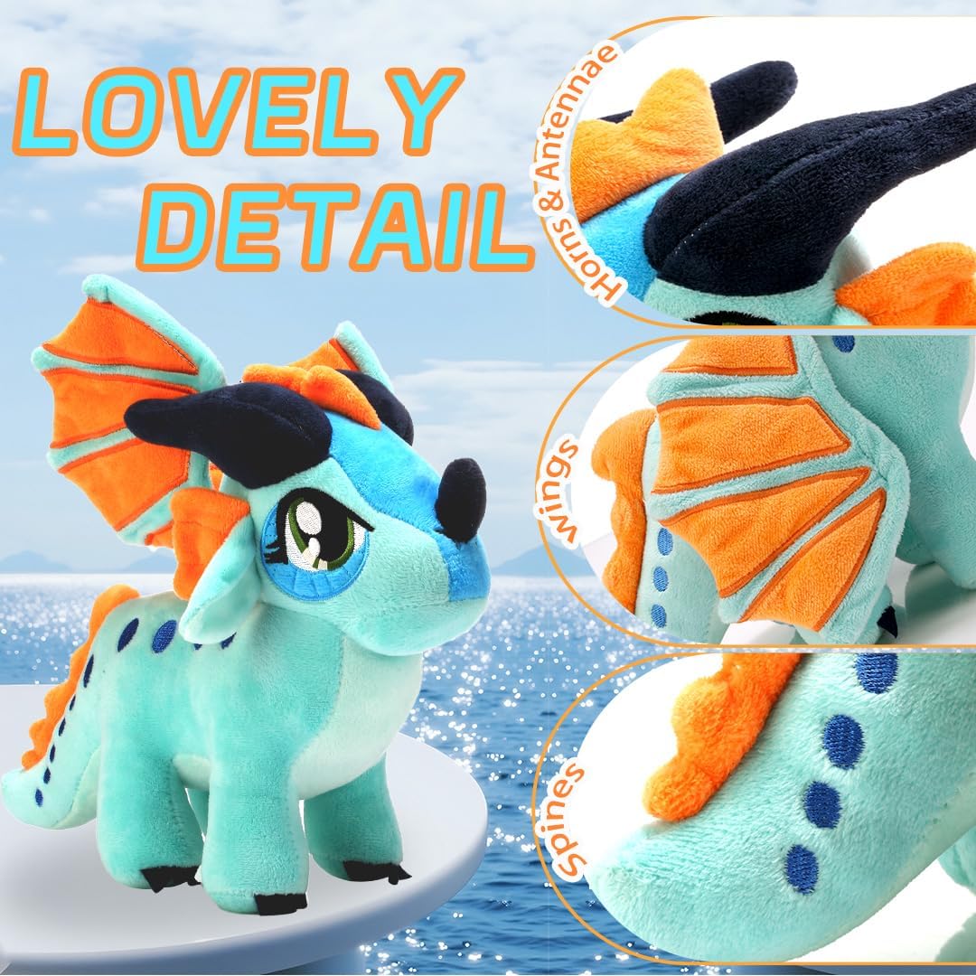 Winged Dragon Plush, Soft Fantasy Stuffed Animal, Yellow, 10 Inch | Soft short-plush fabric with PP cotton filling, embroidered details and colorful wings for cuddling, travel or room display.