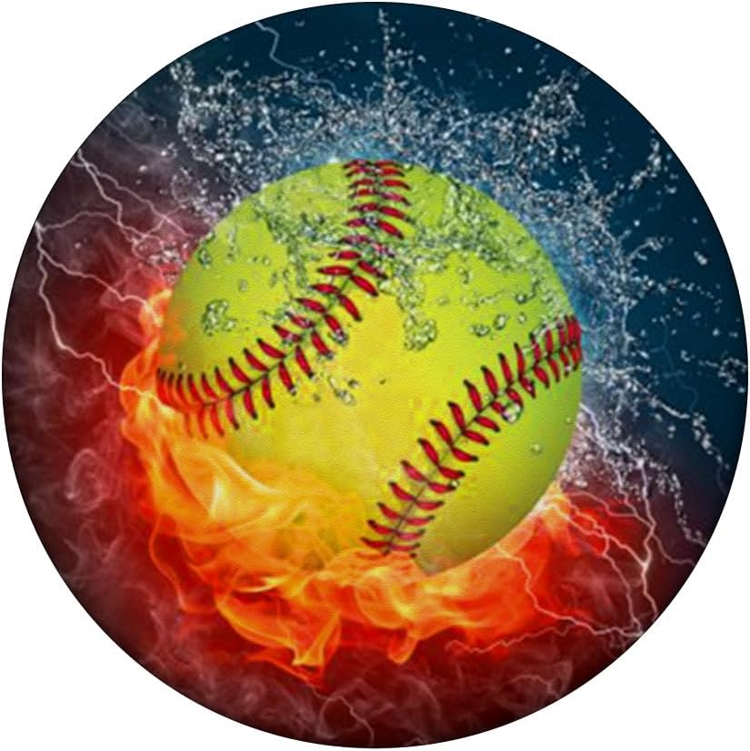 Cool Softball Fire and Ice Player Gift Design For Girls Team PopSockets Adhesive PopGrip