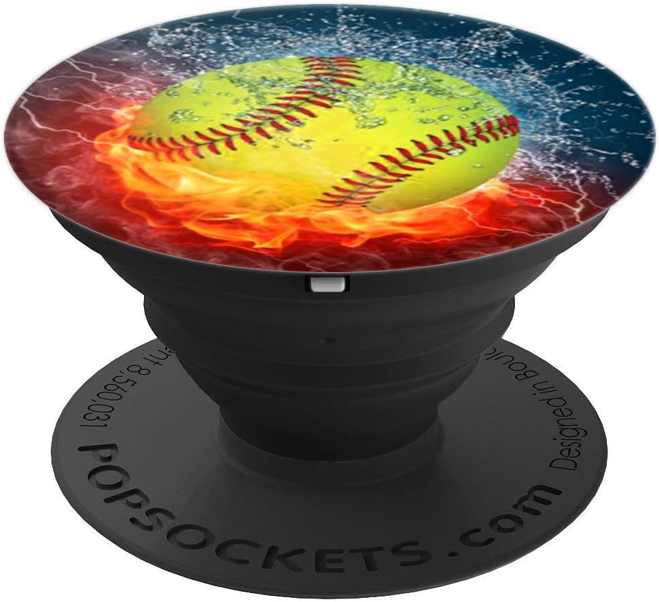 Cool Softball Fire and Ice Player Gift Design For Girls Team PopSockets Adhesive PopGrip
