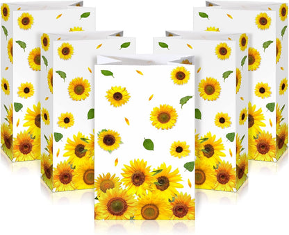 28 Pieces Sunflower Party Favor Bags Sunflower Goodie Treat Gift Candy Bags for Birthday Party Suppliers Baby Shower, 8.3 x 4.7 x 3.1 Inch