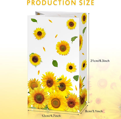 28 Pieces Sunflower Party Favor Bags Sunflower Goodie Treat Gift Candy Bags for Birthday Party Suppliers Baby Shower, 8.3 x 4.7 x 3.1 Inch