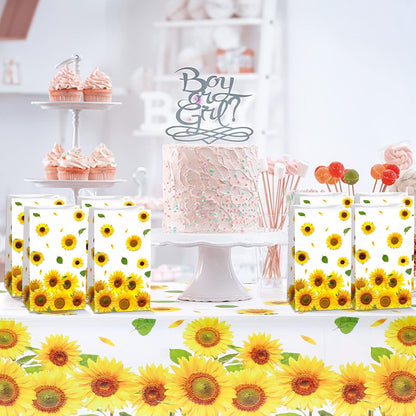 28 Pieces Sunflower Party Favor Bags Sunflower Goodie Treat Gift Candy Bags for Birthday Party Suppliers Baby Shower, 8.3 x 4.7 x 3.1 Inch