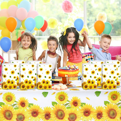 28 Pieces Sunflower Party Favor Bags Sunflower Goodie Treat Gift Candy Bags for Birthday Party Suppliers Baby Shower, 8.3 x 4.7 x 3.1 Inch