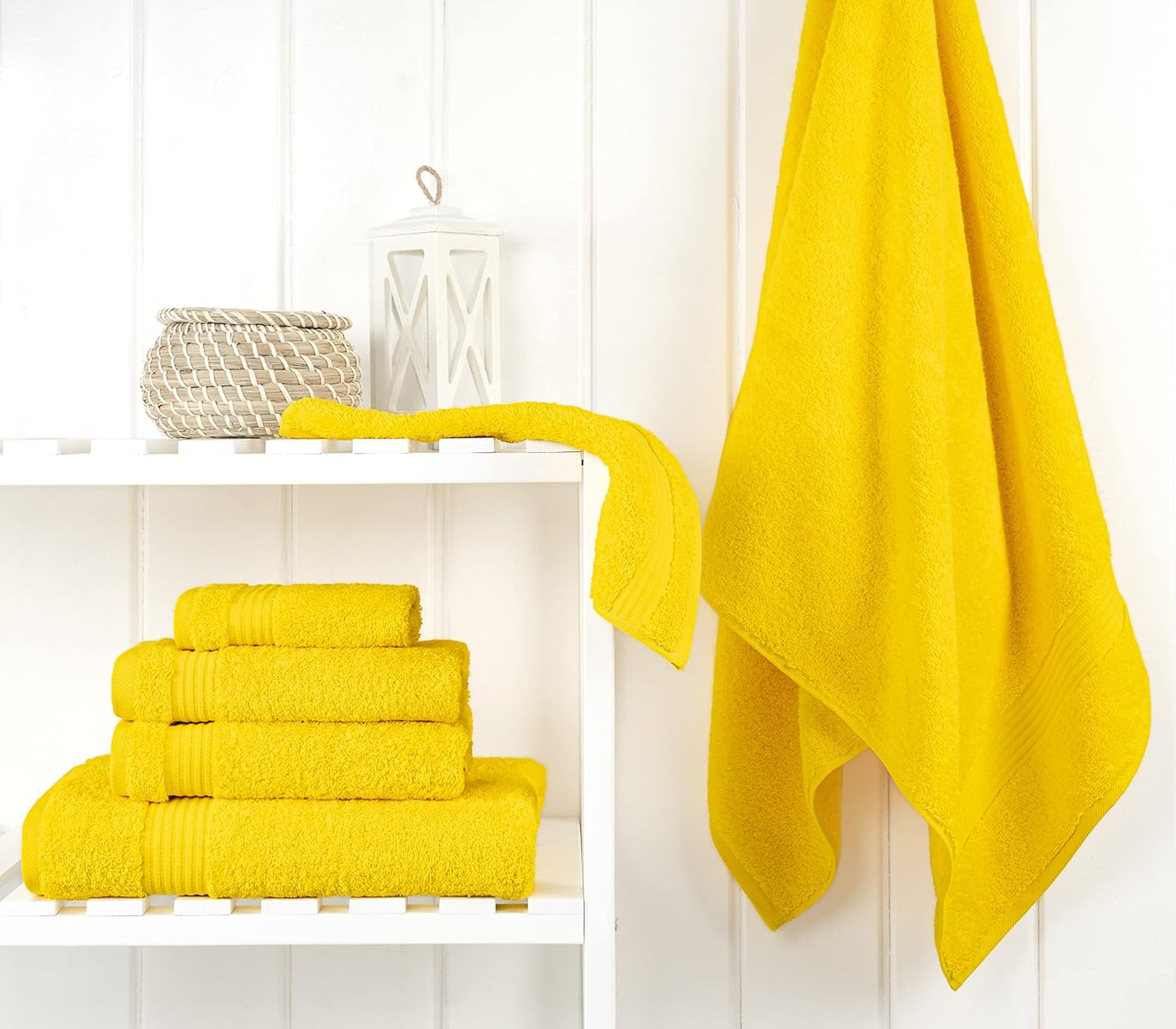 Cotton Paradise 100% Cotton Turkish Towel Set, Soft Absorbent Quick Dry, 6 Piece Towel Set, Yellow