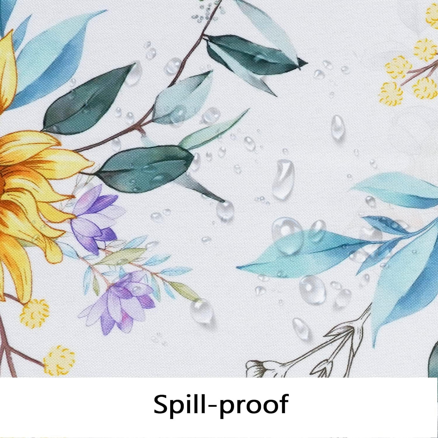 Sunflower Oval Tablecloth Yellow Floral Tablecloth Waterproof Fabric Wrinkle Free Durable 60 X 84 Inch