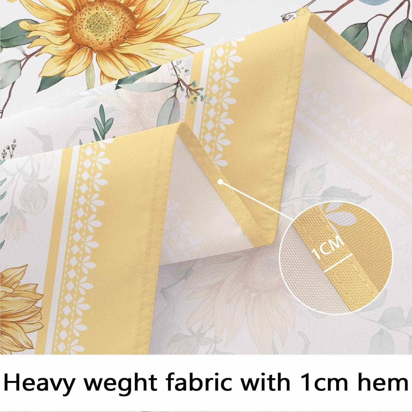 Sunflower Oval Tablecloth Yellow Floral Tablecloth Waterproof Fabric Wrinkle Free Durable 60 X 84 Inch