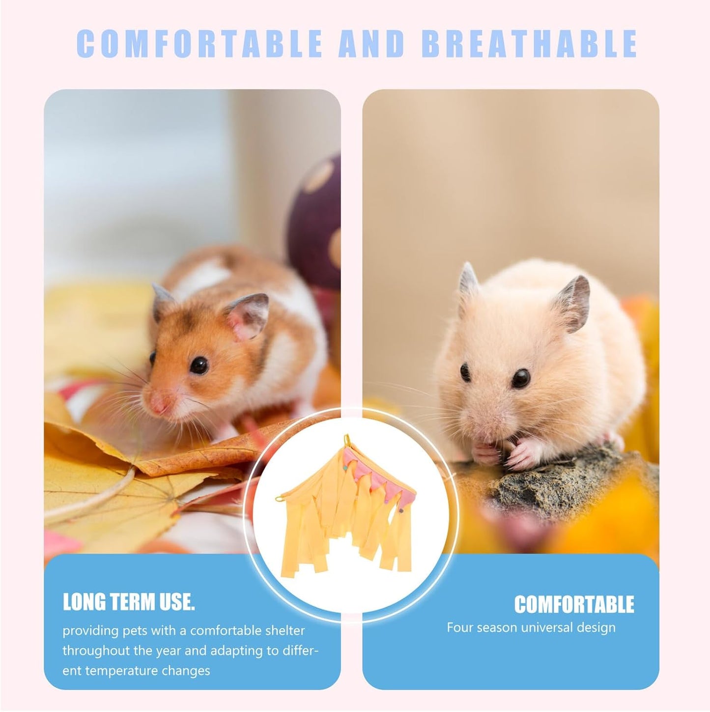 Guinea Pig Hideout and Hamster Hideaway House, Yellow Four-Sided Small Animal Corner Shelter, Multi-Season Pet Cave for Rabbits, Chinchillas, and Guinea Pigs