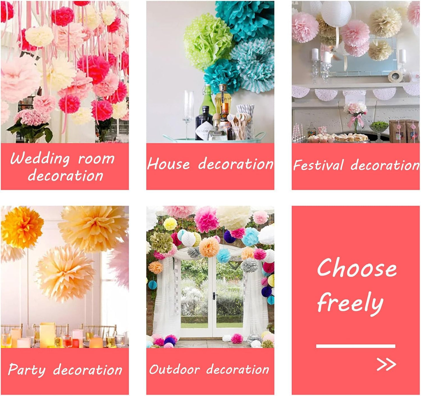 Yellow Paper Pom Poms - 10",12" Tissue Pom Poms Decorations for Party Hanging Decor - 12 Piece Set