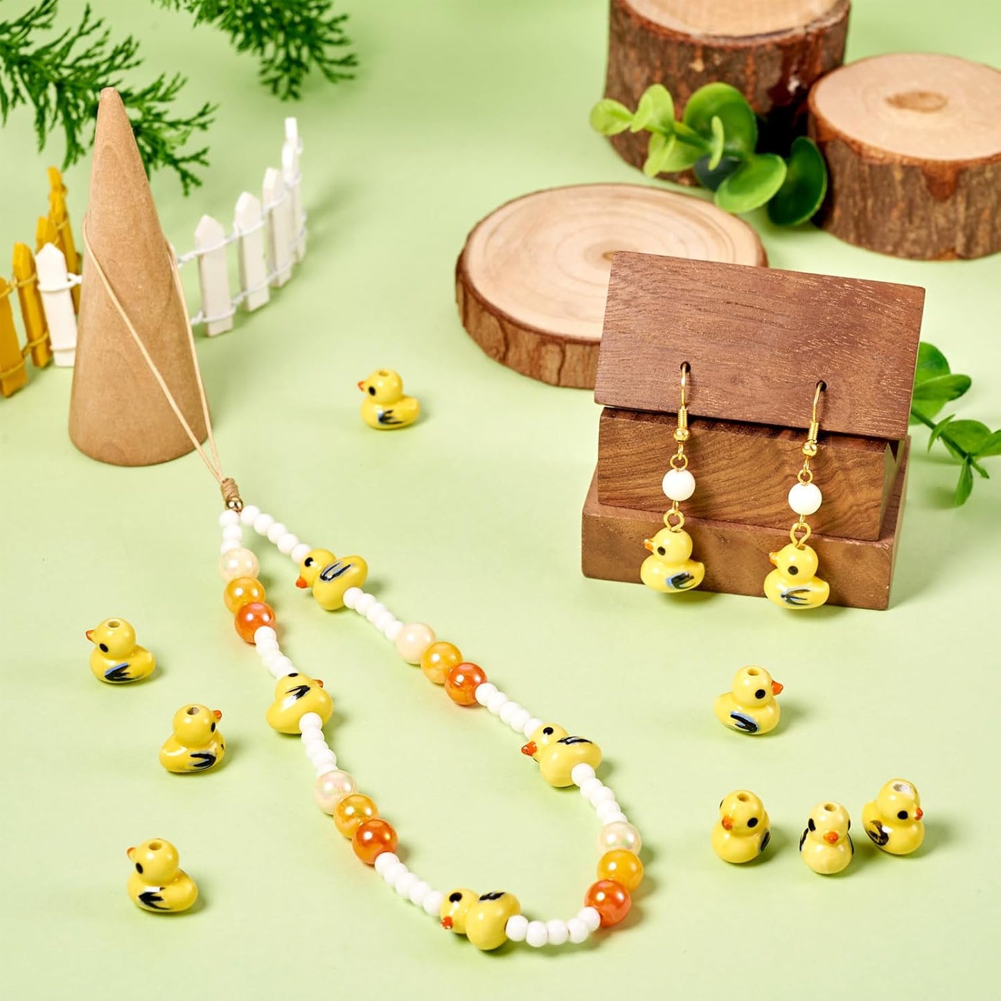 20Pcs Handmade Ceramic Beads Yellow Duck Spacer Beads Bright Glazed Porcelain Animal Bead for DIY Jewelry Making Bracelet Earring Necklace Craft Supplies