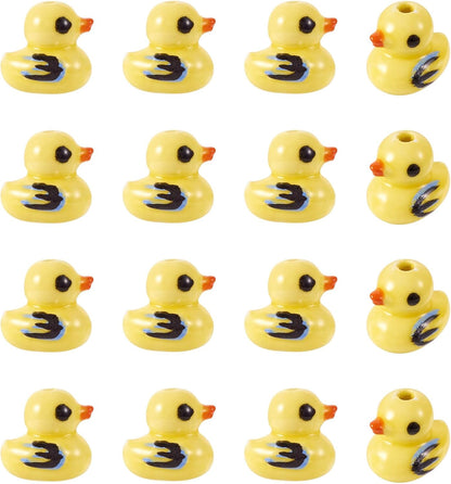 20Pcs Handmade Ceramic Beads Yellow Duck Spacer Beads Bright Glazed Porcelain Animal Bead for DIY Jewelry Making Bracelet Earring Necklace Craft Supplies