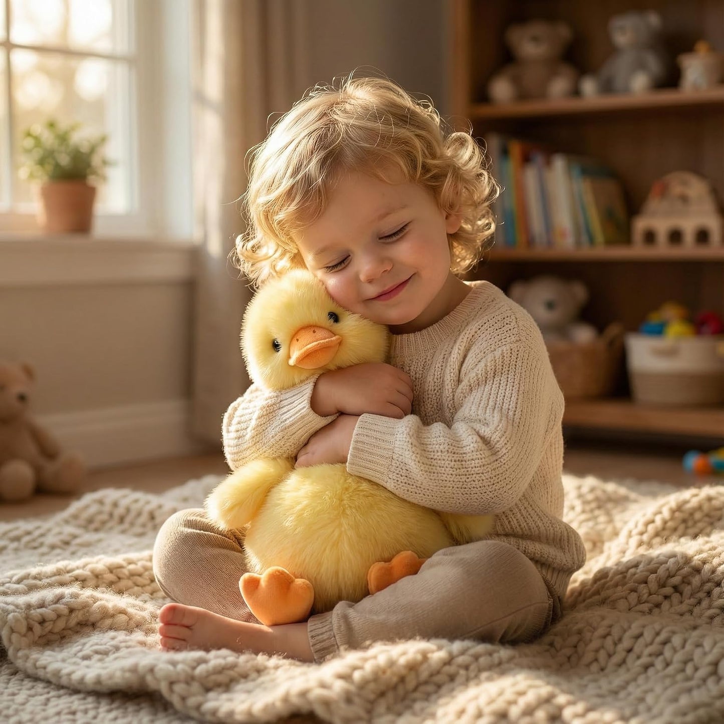 Plush Duck Stuffed Animal - Ultra Soft & Huggable, 14 Inch Cuddly Duck Buddy for Boys & Girls, for Birthday/Christmas/Valentine‘s Day (Yellow)