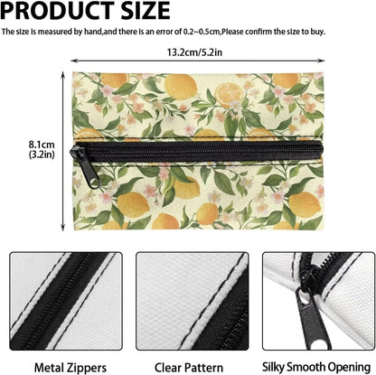 Lemon Decorative Tissue Box Cover Cute Pocket Tissue Holder for Car Zipper Enclosed Portable Reusable Travel Tissue Pouch for Purse Leak-Proof Tissue Holder for On-The-Go