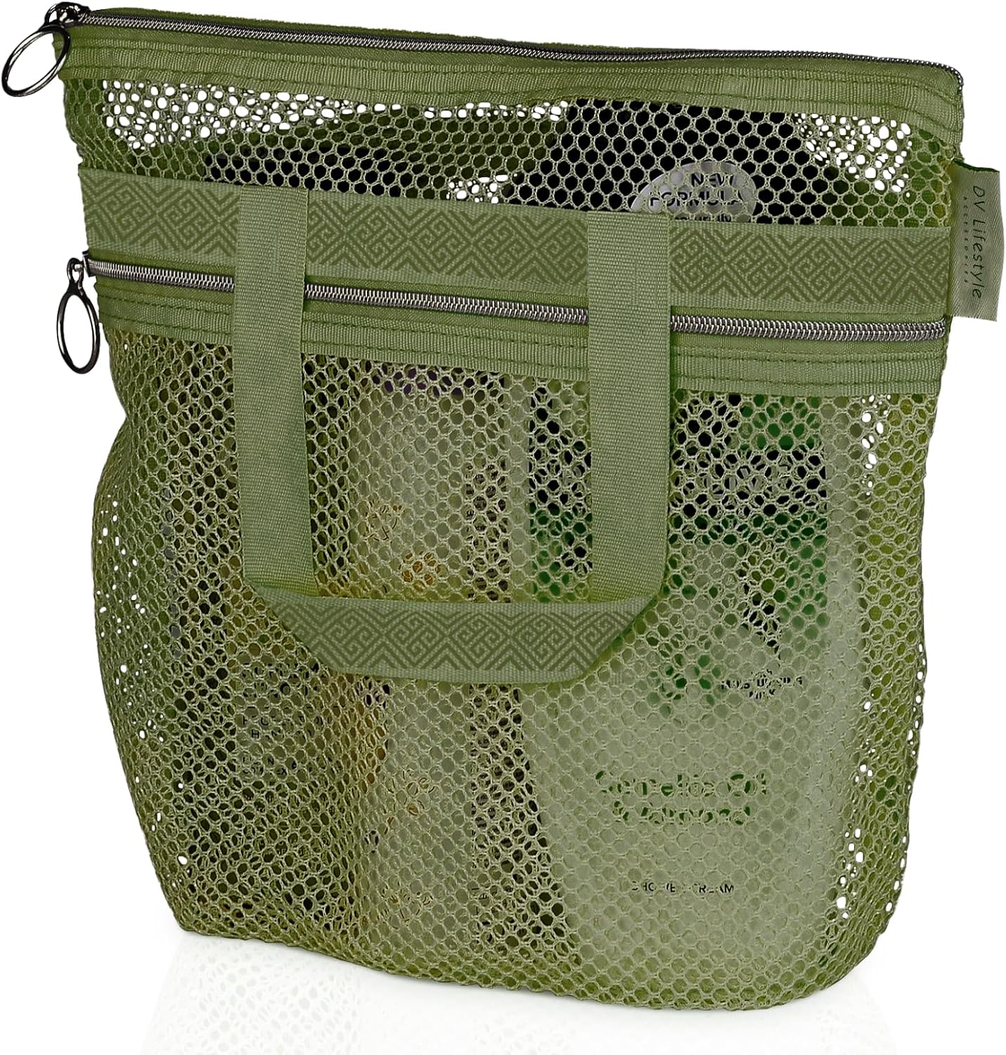 Mesh Shower Bag 10.2x9.9'' Quick-Dry Caddy with Zipper & 2 Pockets. Portable Toiletry Tote for Bathroom, Gym, Travel, Camp, Beach, for Sunscreen, Dorm & College Essentials (Yellow)