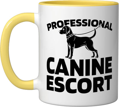 Walking Exercise - Pet Care Dog Walker Ceramic Mug, Yellow/White