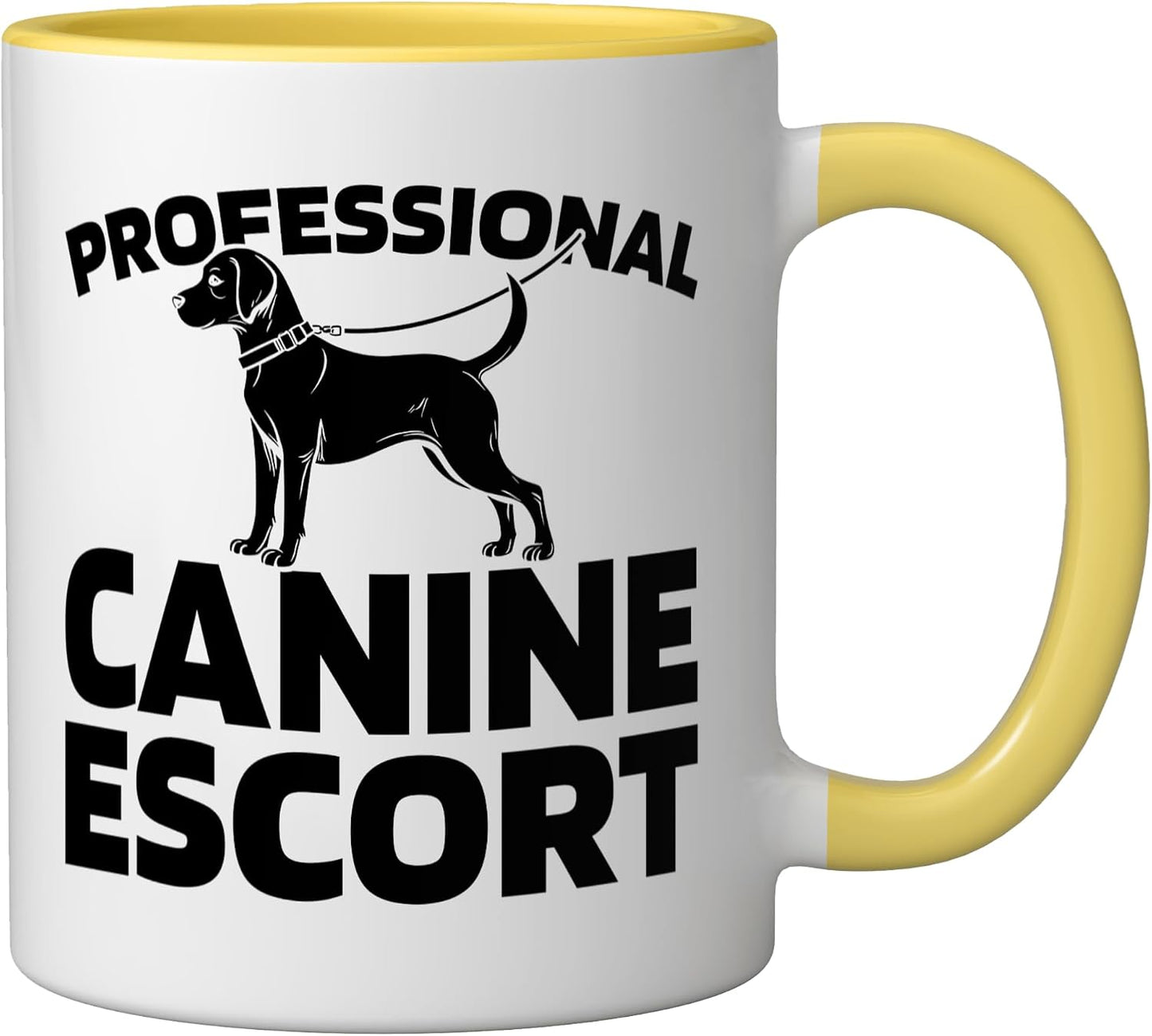 Walking Exercise - Pet Care Dog Walker Ceramic Mug, Yellow/White