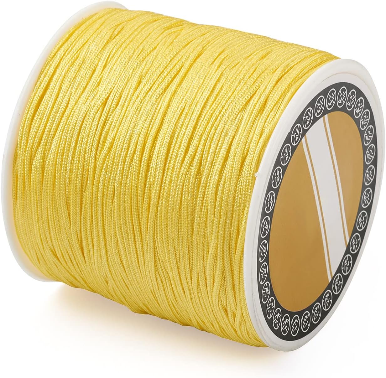 100M 0.8mm Nylon Beading Cord Yellow Chinese Knotting Rattail Macrame Thread String Roll for Jewelry Making Kumihimo Wrapping Supplies DIY Crafts