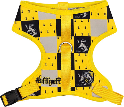 The Wizarding World of Harry Potter Pet Harness, Dog Collar Plastic Buckle, Harry Potter Hufflepuff Checker Yellow Black