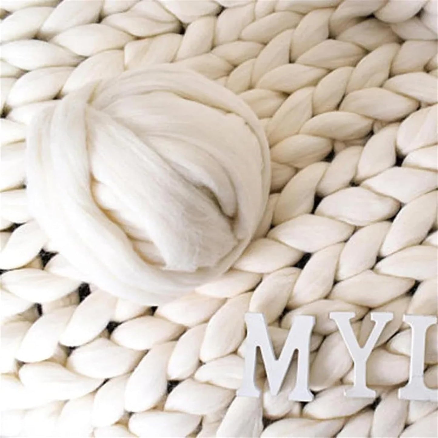 Chunky Knit Blanket Throw White Crochet Merino Wool Throw Blanket Handmade Cozy Big Cable Knit Throw Blanket Boho Bedroom Decor Soft Fluffy Chunky Blanket,Yellow,50x50cm/19x19in